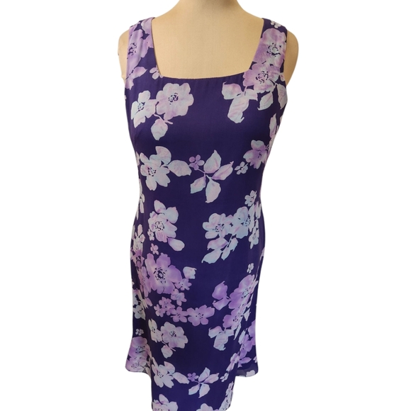 ADRIANNA PAPELL Silk Floral Print Sheath Dress - Size 14 - Picture 4 of 13